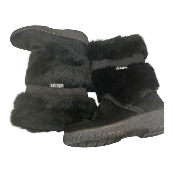 Deborah Black Fur Boots with 100% Wool Sherpa Interior Italy Size 37 - Picture 10 of 15